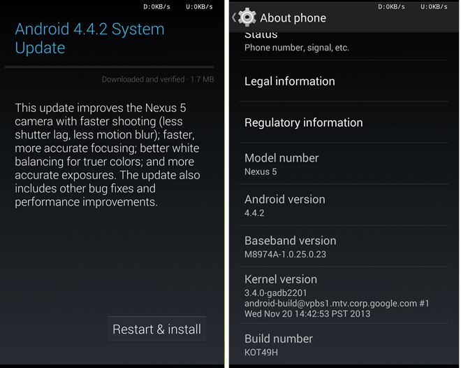Android 4.4.2 esta disponible para Nexus
